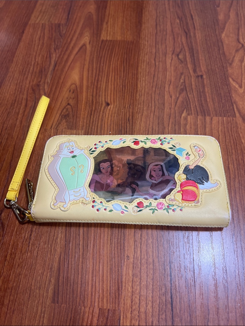 Loungefly Disney Beauty and Beast Wallet Wristlet Zip Around Yellow
